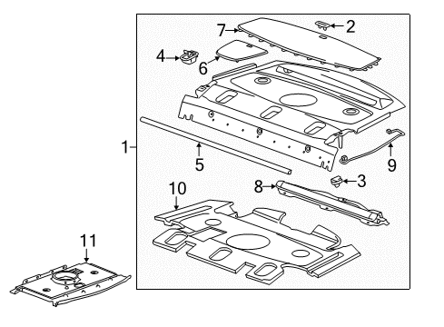 2018 Cadillac XTS Sunshade,Rear Window Inside Diagram for 23269130