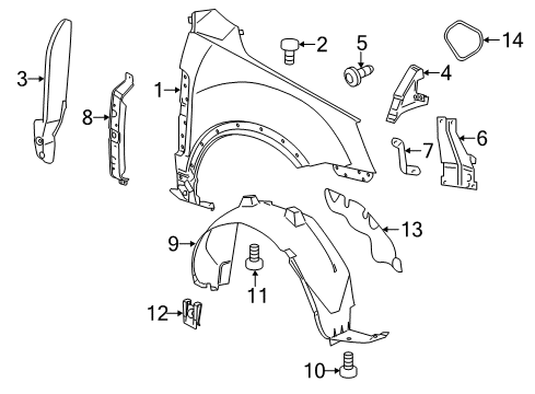 2015 Chevy Captiva Sport Fender & Components Diagram