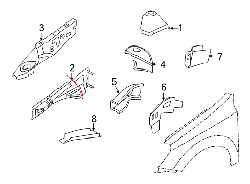 2008 Saturn Astra Rail,Front Compartment Front Outer Side Diagram for 13129785