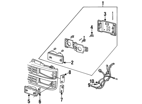 1998 Chevy Tahoe Front Lamps & Signal Lamps Diagram 1 - Thumbnail