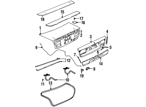 1997 Saturn SL Hinge Asm,Rear Compartment Lid Diagram for 21170009