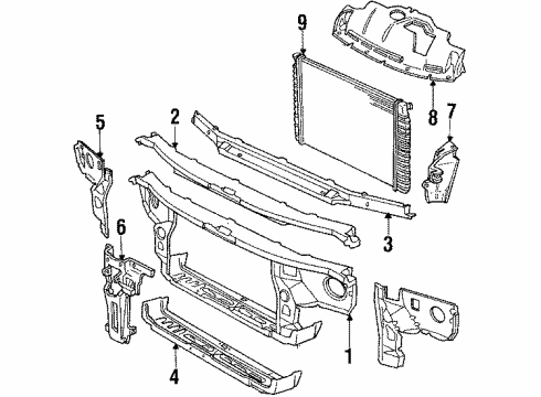 1990 Buick Reatta Radiator & Components, Radiator Support Diagram