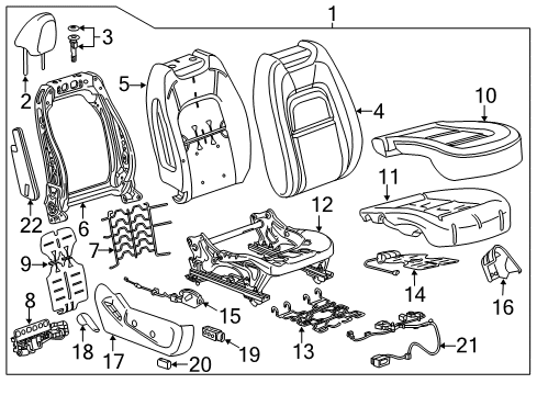 2021 Chevy Colorado Cover Assembly, F/Seat Bk *Grey Diagram for 84923359