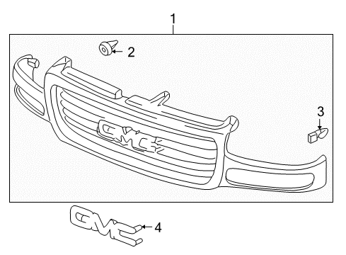 2005 GMC Yukon Grille & Components Diagram 2 - Thumbnail