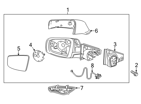 2013 Buick LaCrosse Mirror Assembly, Outside Rear View *Service Primer Diagram for 22857615