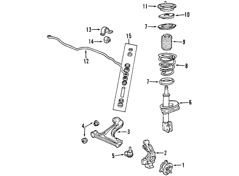 1998 Oldsmobile Cutlass Front Suspension, Control Arm, Stabilizer Bar Diagram 2 - Thumbnail