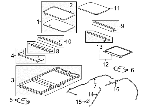 2007 GMC Acadia Hose Assembly, Sun Roof Housing Rear Drain Diagram for 25940947