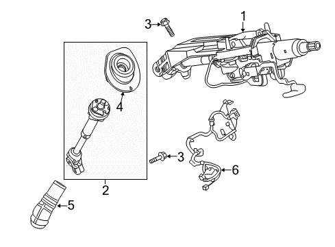 2009 Chevy Traverse Steering Column, Steering Wheel Diagram 1 - Thumbnail