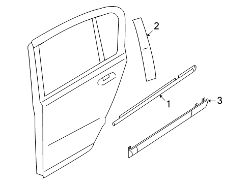 2008 Saturn Astra Sealing Strip,Rear Side Door Window Outer Diagram for 24468035