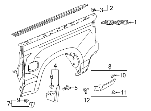 2019 Chevy Silverado 1500 Exterior Trim - Pick Up Box Diagram 25 - Thumbnail