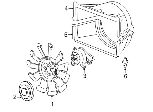 2001 Chevy Silverado 2500 HD Cooling System, Radiator, Water Pump, Cooling Fan Diagram 5 - Thumbnail