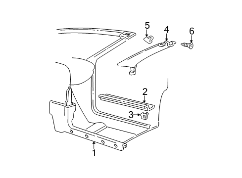 2001 Chevy Camaro Interior Trim - Pillars, Rocker & Floor Diagram 1 - Thumbnail