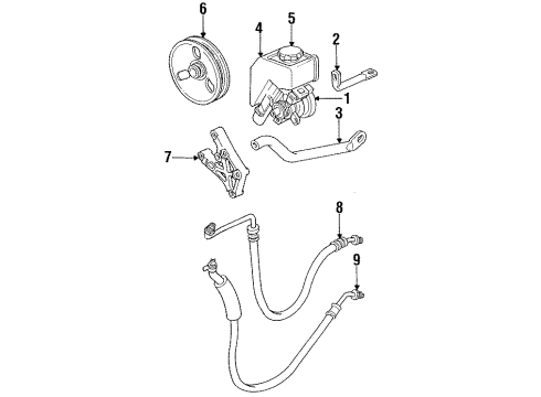 1993 Saturn SC1 P/S Pump & Hoses, Steering Gear & Linkage Diagram 4 - Thumbnail