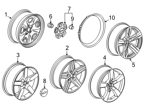 2014 Chevy Camaro Wheels, Covers & Trim Diagram