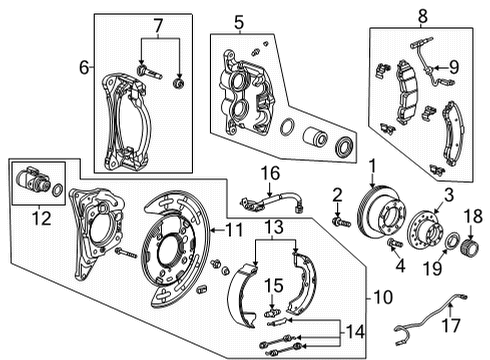 2020 Chevy Silverado 3500 HD Caliper Assembly, Rear Brk (W/O Brk Pads & Brkt) Diagram for 13544898