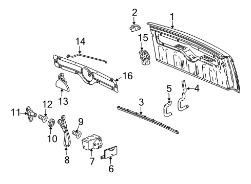 2004 Chevy SSR End Gate Latch Assembly (RH) Diagram for 15175758