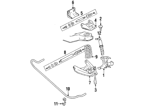 1984 GMC Jimmy Front Suspension Components, Axle Components, Axle Housing, Shocks & Components, Stabilizer Bar & Components Diagram