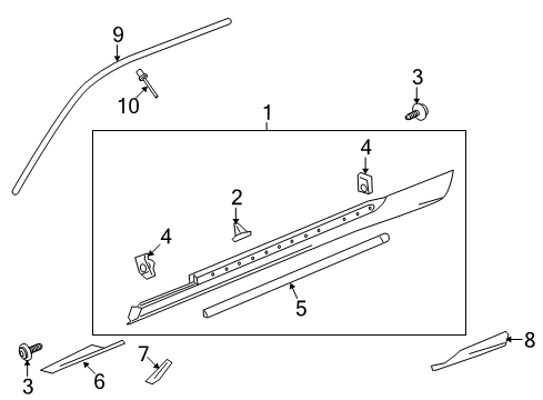 2013 Chevy Camaro Molding Assembly, Roof Drip Scalp Diagram for 22903159