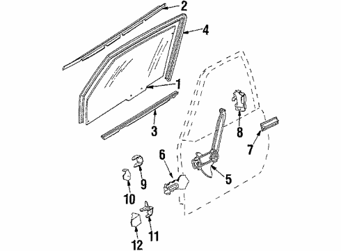 1989 Buick Skyhawk Front Door - Glass & Hardware Diagram 2 - Thumbnail