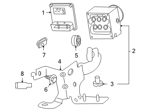 2007 Buick Rainier Bracket Asm,Electronic Brake Control Module Diagram for 88935756