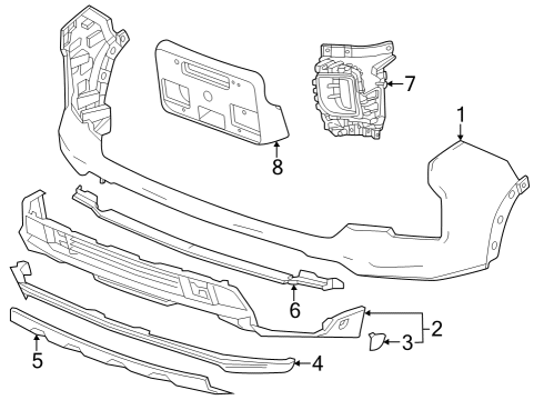 2024 Chevy Silverado 3500 HD Exterior Trim - Front Bumper Diagram