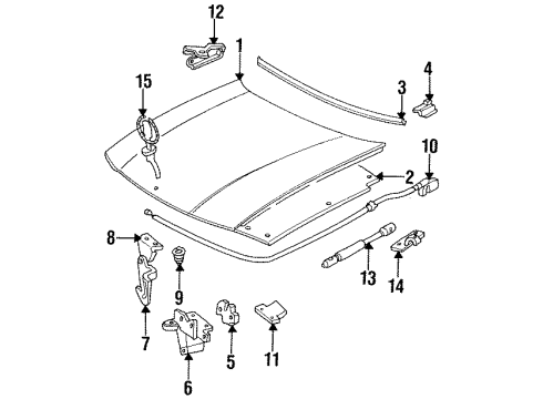 1993 Cadillac Fleetwood Seal Assembly, Hood Rear Corner (Lower) Diagram for 25531961