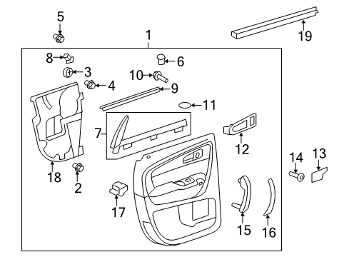 2007 GMC Acadia Molding, Rear Side Door Upper *Ebony Diagram for 25885303