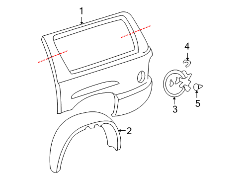 2005 Cadillac Escalade ESV Quarter Panel & Components Diagram