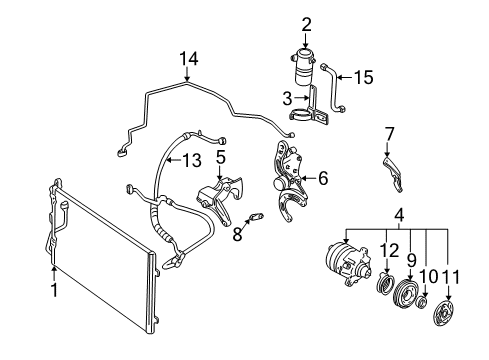 1995 Chevy Cavalier A/C Condenser, Compressor & Lines Diagram