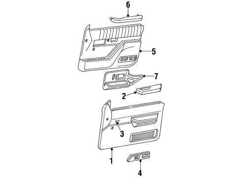 1999 Chevy C1500 Suburban Interior Trim - Front Door Diagram