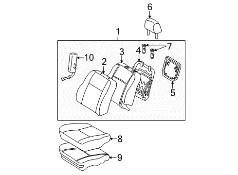 2007 Pontiac Vibe Front Seat Components Diagram 1 - Thumbnail