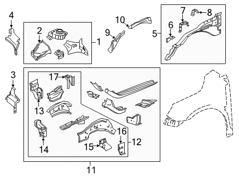 2015 Buick LaCrosse Structural Components & Rails Diagram