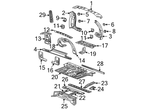 2005 GMC Yukon Rear Body & Floor Diagram