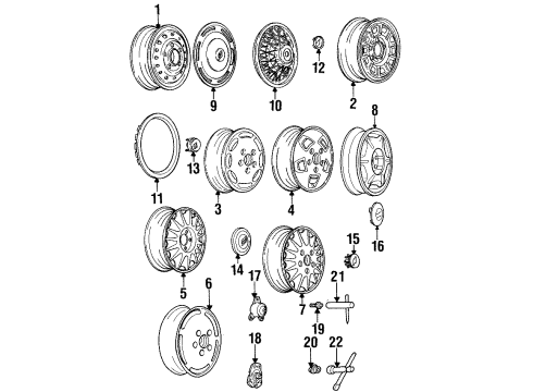 1993 Buick Regal Wheel TRIM COVER Assembly(Tire & Wheel Drawing/Original High Output Diagram for 25602920