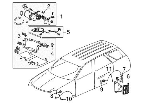 2006 Cadillac SRX Bracket, Active Suspension Control Module Diagram for 15859250