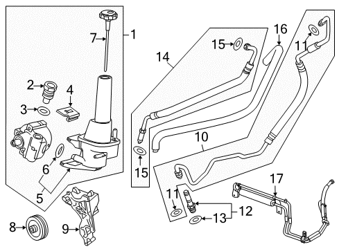 2017 GMC Sierra 3500 HD P/S Pump & Hoses, Steering Gear & Linkage Diagram 3 - Thumbnail