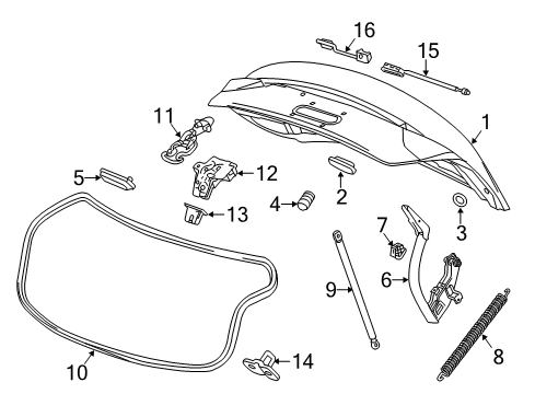 2015 Chevy Impala Hinge Assembly, Rear Compartment Lid (Lh) Diagram for 23469622