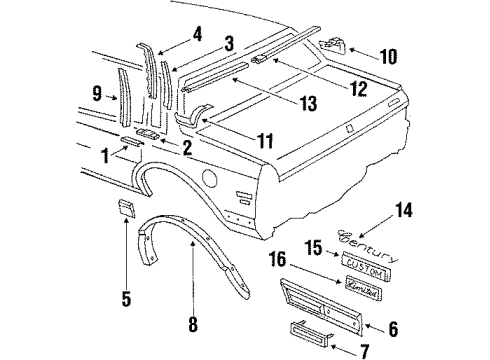 1985 Buick Century Molding, Edge Gd Rear Door *Grey Diagram for 20717269