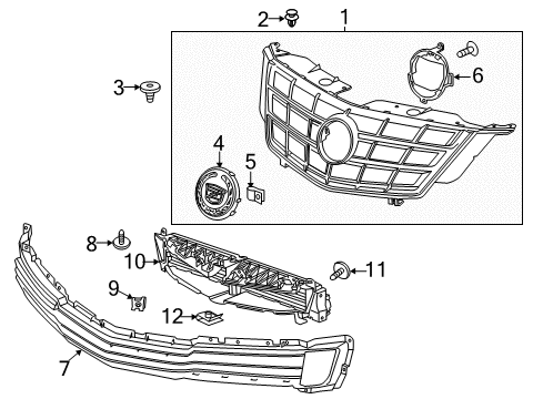 2014 Cadillac ELR Grille, Front Bumper Lower Fascia Center Diagram for 22887926