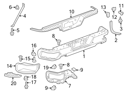 2023 Chevy Silverado 1500 MOLDING-RR BPR FASCIA Diagram for 87843037