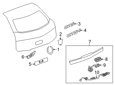 2012 Cadillac CTS Rear Compartment Lid Emblem Assembly Diagram for 20903641