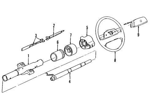 1988 Cadillac DeVille Steering Column, Steering Wheel & Trim Diagram 1 - Thumbnail