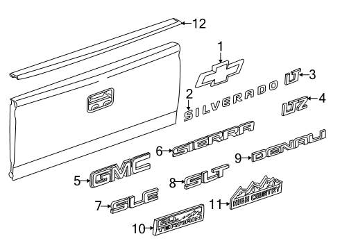 2016 Chevy Silverado 1500 Exterior Trim - Pick Up Box Diagram 3 - Thumbnail