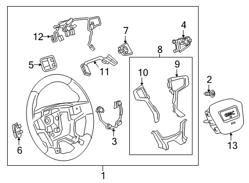 2017 GMC Acadia Cover, Steering Wheel Spoke *Low Glass Bua Diagram for 84050795