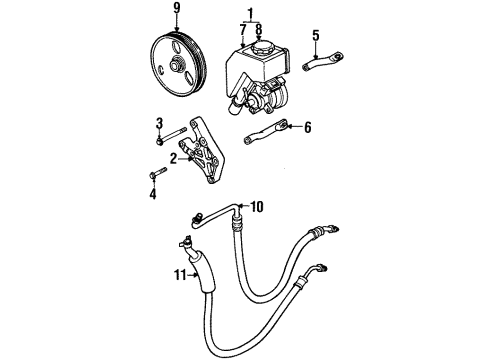 2000 Saturn SL2 Bolt, P/S Pump Bracket Support Diagram for 21007354