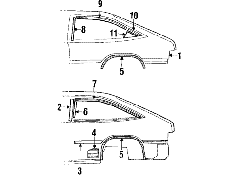 1984 Chevy Citation II Molding,Black Diagram for 1154953