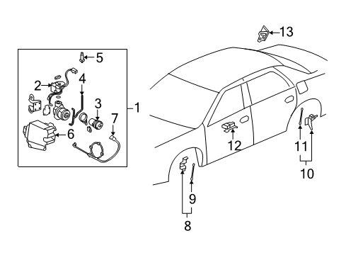 2007 Buick Lucerne Sensor Assembly, Electronic Suspension Rear Position Diagram for 15241856