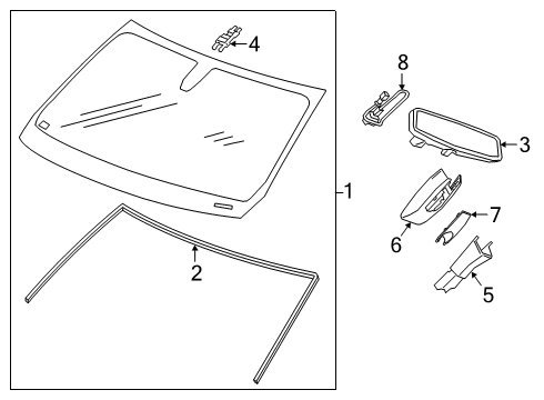 2022 Chevy Silverado 1500 Glass - Windshield Diagram 3 - Thumbnail