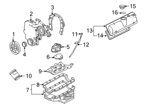 2005 Chevy Malibu Engine Parts, Mounts, Cylinder Head & Valves, Camshaft & Timing, Oil Pan, Oil Pump, Crankshaft & Bearings, Pistons, Rings & Bearings Diagram