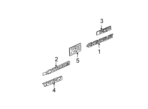 2000 Chevy Tahoe Exterior Trim - Tail Gate Diagram 2 - Thumbnail